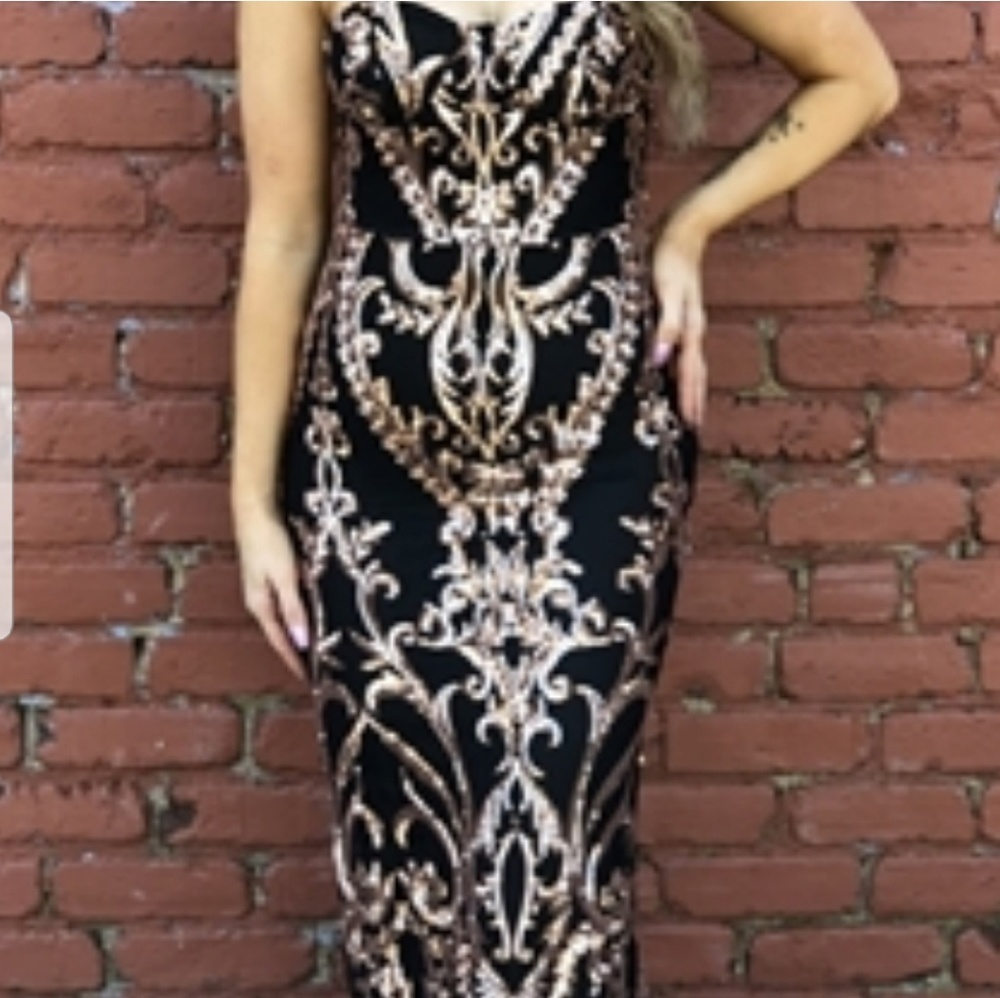 Black and Gold Sequin Dress